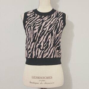 Motel Vest Zebra Print Black and Tan NWT‎ Size Small